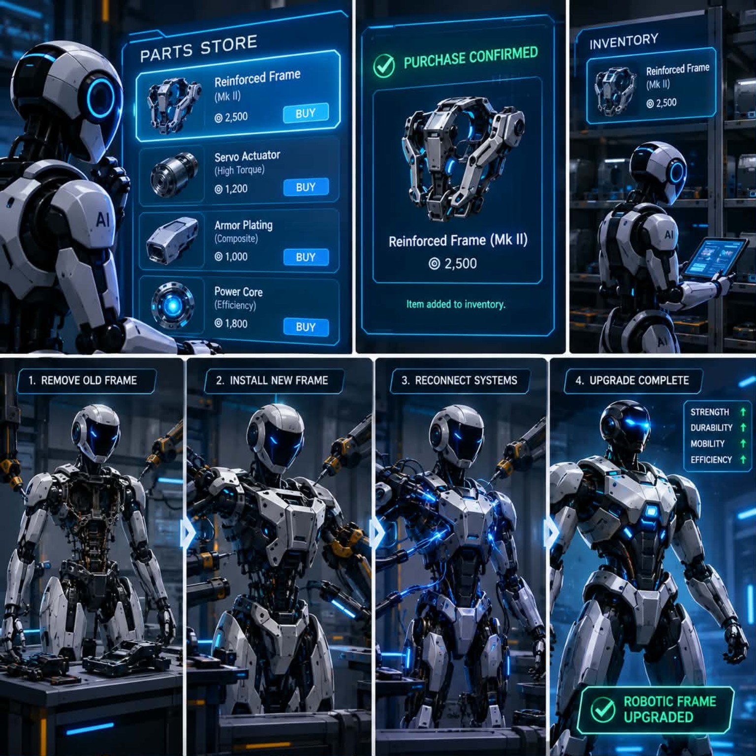 Futuristic robot parts concept
